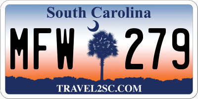 SC license plate MFW279