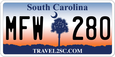 SC license plate MFW280