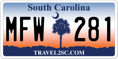 SC license plate MFW281