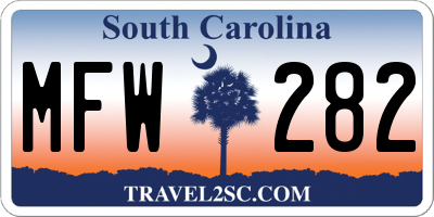 SC license plate MFW282