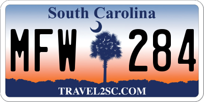 SC license plate MFW284