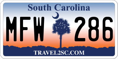 SC license plate MFW286