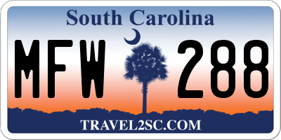 SC license plate MFW288