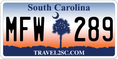 SC license plate MFW289