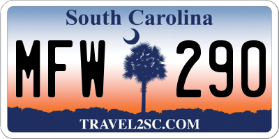 SC license plate MFW290