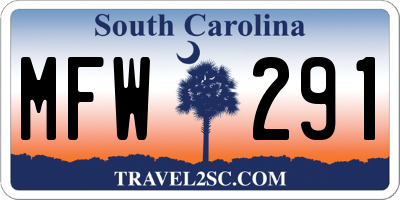 SC license plate MFW291