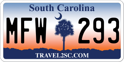 SC license plate MFW293