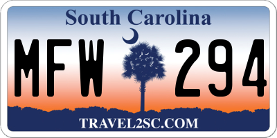 SC license plate MFW294