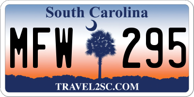 SC license plate MFW295
