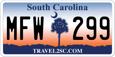 SC license plate MFW299