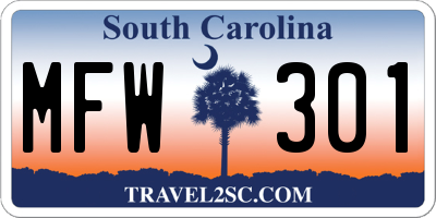 SC license plate MFW301