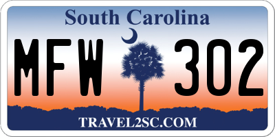 SC license plate MFW302