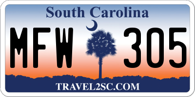 SC license plate MFW305