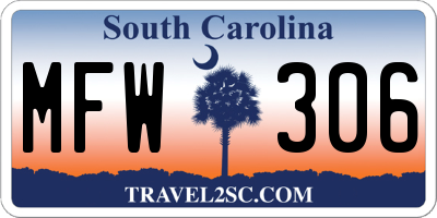 SC license plate MFW306