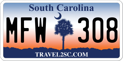 SC license plate MFW308
