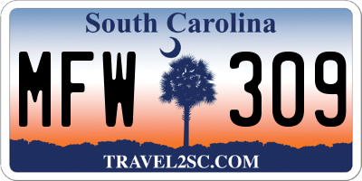 SC license plate MFW309