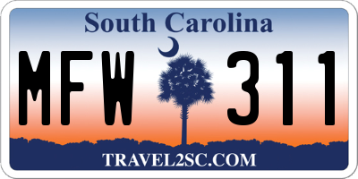 SC license plate MFW311