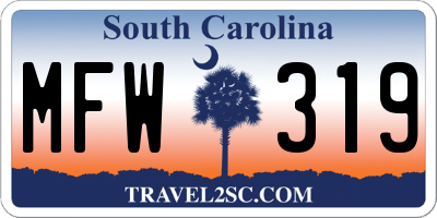 SC license plate MFW319
