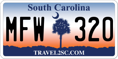 SC license plate MFW320