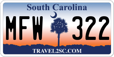SC license plate MFW322