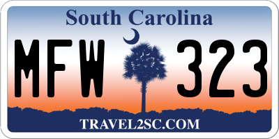 SC license plate MFW323