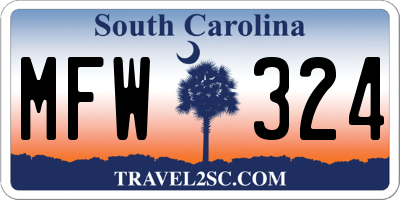 SC license plate MFW324