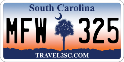 SC license plate MFW325