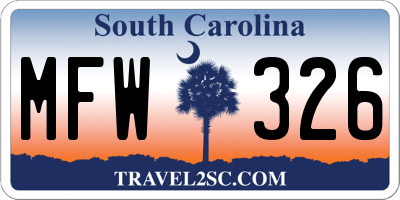 SC license plate MFW326