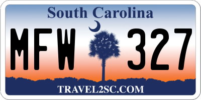SC license plate MFW327