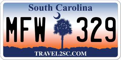 SC license plate MFW329