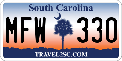 SC license plate MFW330