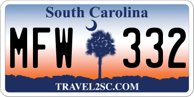 SC license plate MFW332