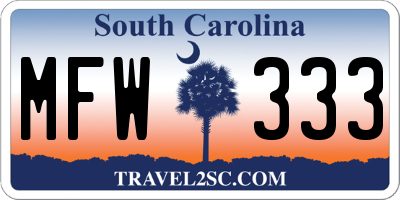 SC license plate MFW333