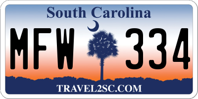 SC license plate MFW334