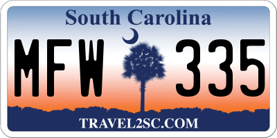 SC license plate MFW335