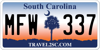 SC license plate MFW337