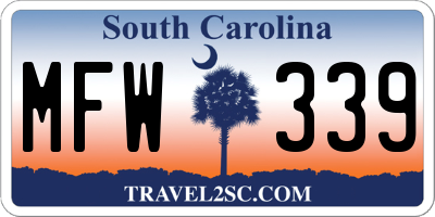 SC license plate MFW339