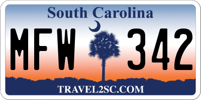 SC license plate MFW342
