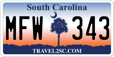 SC license plate MFW343