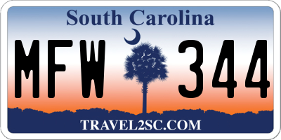 SC license plate MFW344