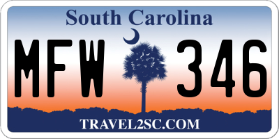 SC license plate MFW346