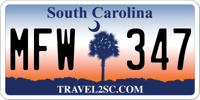 SC license plate MFW347