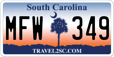 SC license plate MFW349