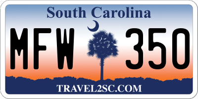 SC license plate MFW350