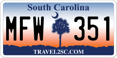 SC license plate MFW351