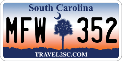 SC license plate MFW352