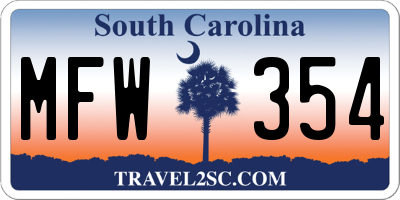 SC license plate MFW354
