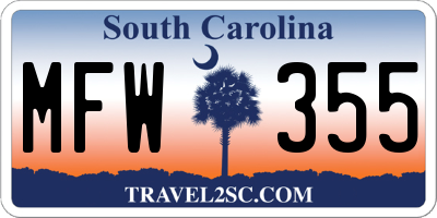 SC license plate MFW355