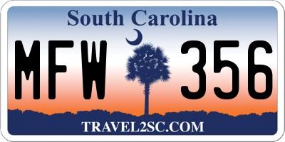 SC license plate MFW356
