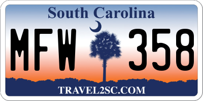 SC license plate MFW358